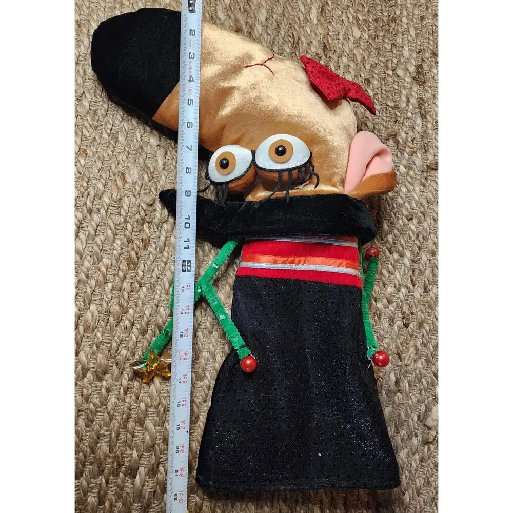 Large 3D Reindeer Christmas Stocking Lined Holiday Decor Eyelashes Sequin 22